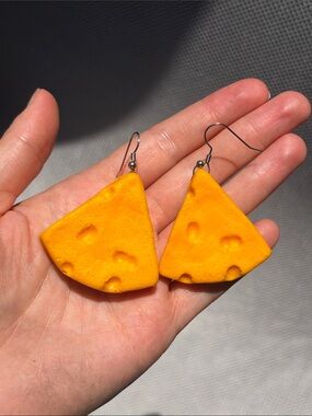 Handmade Yellow Cheese Slice Dangle Earrings